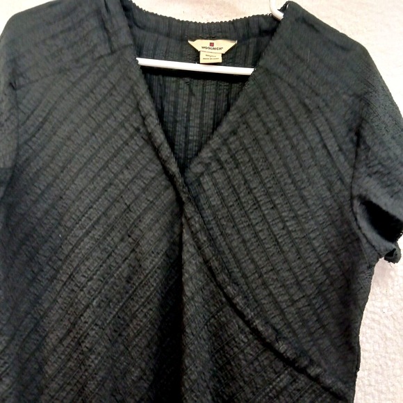 Woolrich Women Black Casual Dress Size Large Knee Length Cap Sleeve Lightweight - Picture 4 of 8